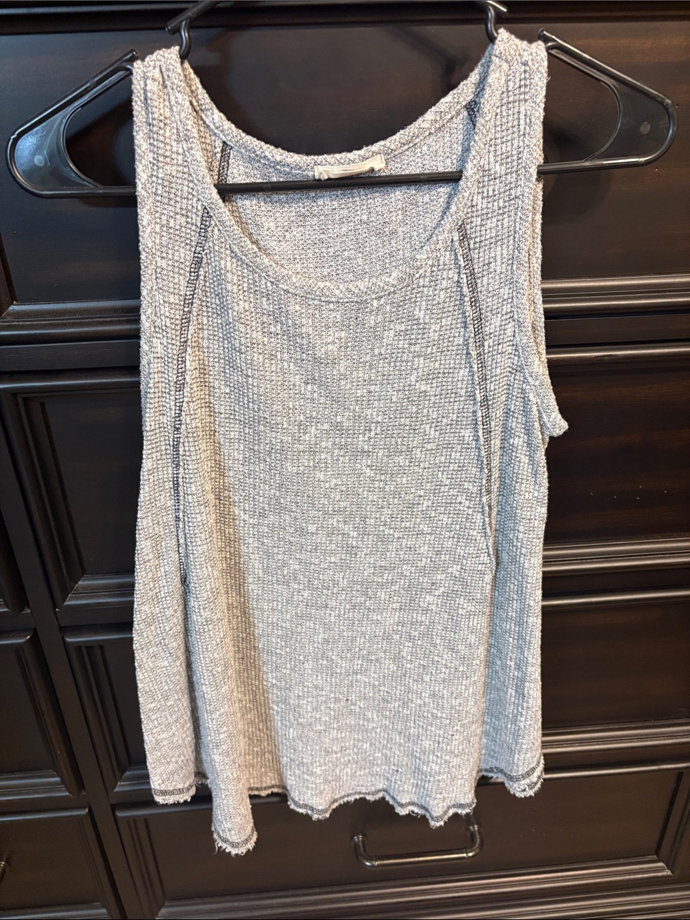 Hummingbird Light Gray Ribbed Knit Tank Top